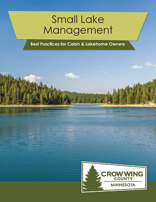 Brochure cover for small lake management showing a lake from ground level with shoreline and trees in background Opens in new window
