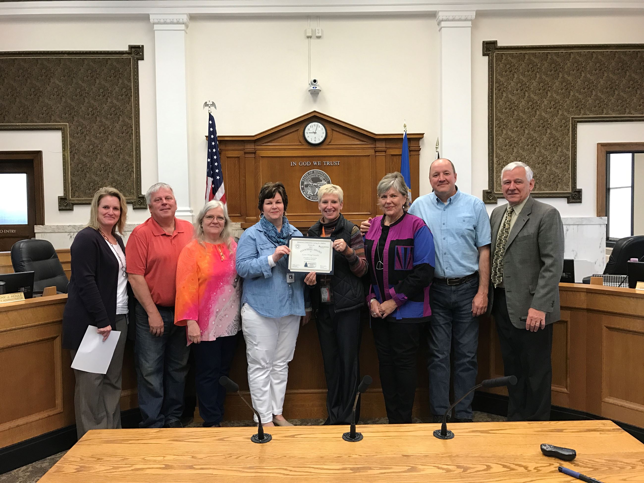 Pinwheel award at board mtg 5-23-17
