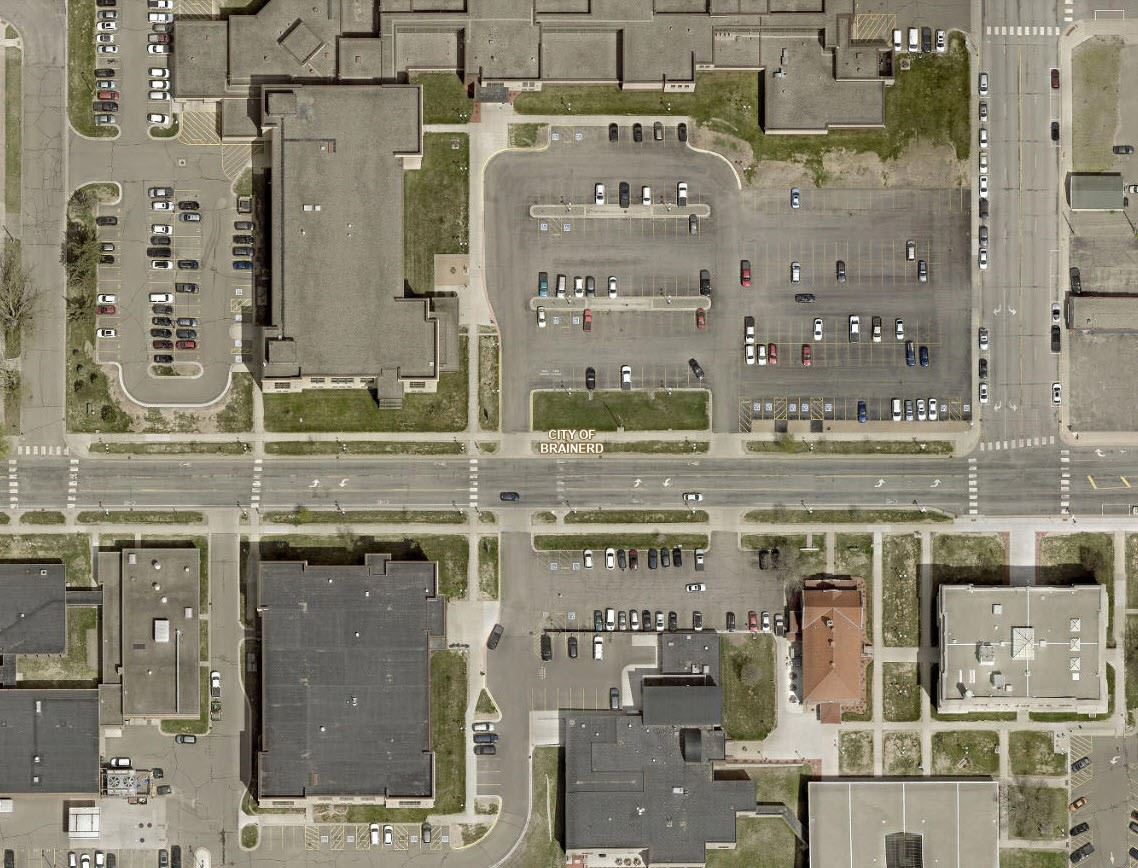 Aerial photo of laurel street in Brainerd Minnesota